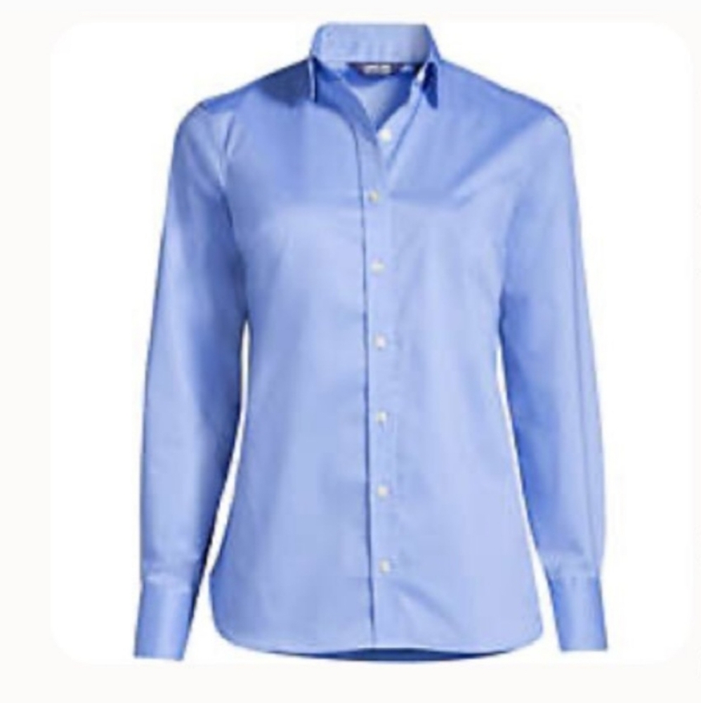 Lands' End China Blue Casual Button Down Shirt